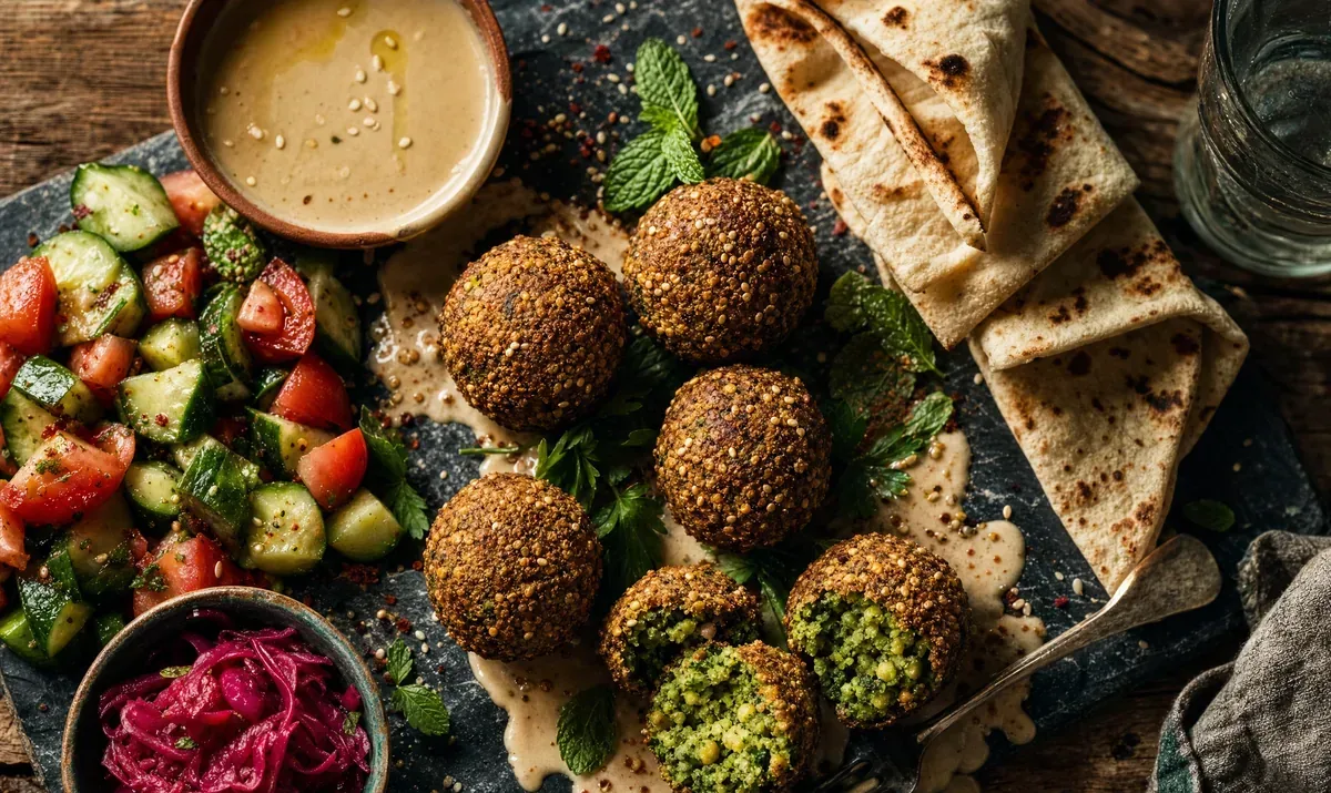 Falafel platter z tahini i pita
